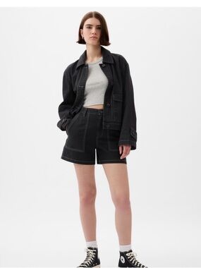 GAP Black Women's Utility Shorts with Contrast Stitching